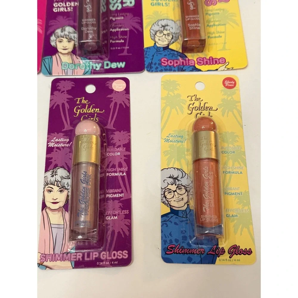 The Golden Girls Lip Gloss Shimmer Set of 8 Blanche Rose Dorothy Sophia NIP